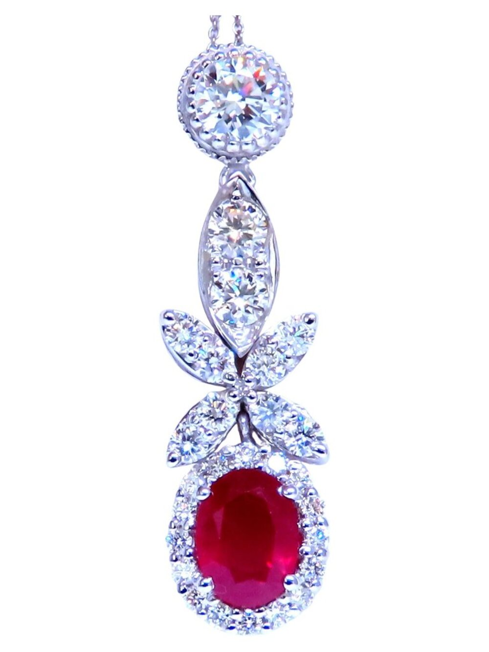 GIA Certified 1.48ct Natural Ruby Diamond Necklace 14kt Gold*